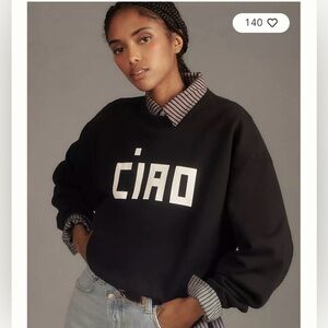 Clare V. Black 'Ciao' Graphic Sweatshirt size Medium